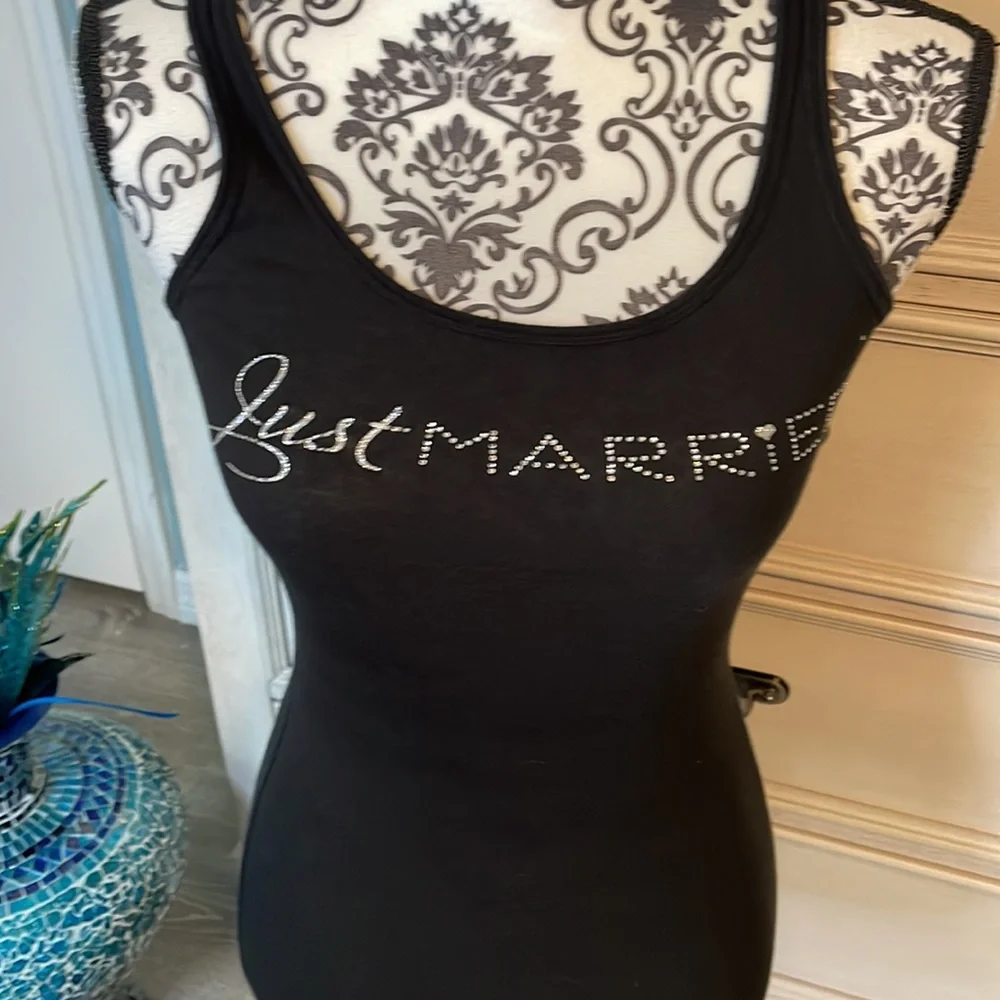 Victorias Secret ribbed bling Just married cute tank S/p - Picture 2 of 4